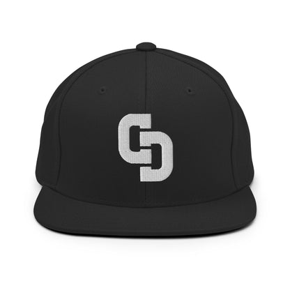 Adult black hat for male cheerleaders with Cheer Dudes logo - front view (multiple colors available)